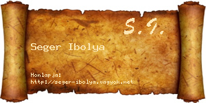 Seger Ibolya névjegykártya